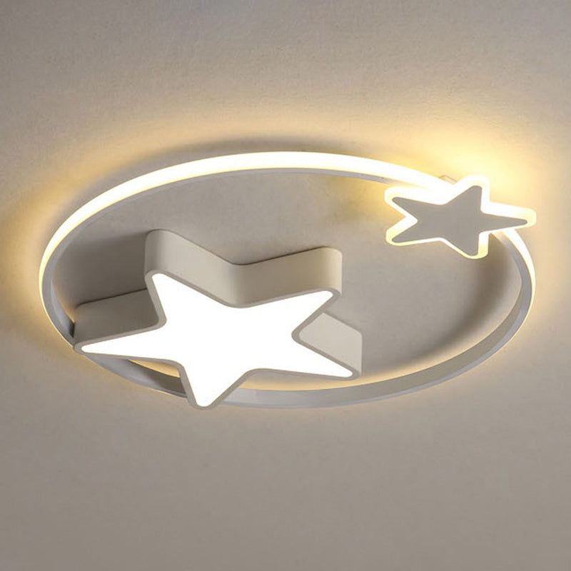 Kids Stars Shape Flush Mounted Ceiling Light Acrylic LED Bedroom Close to Ceiling Lighting White Remote Control Stepless Dimming Clearhalo 'Ceiling Lights' 'Close To Ceiling Lights' 'Close to ceiling' 'Flush mount' Lighting' 2554307