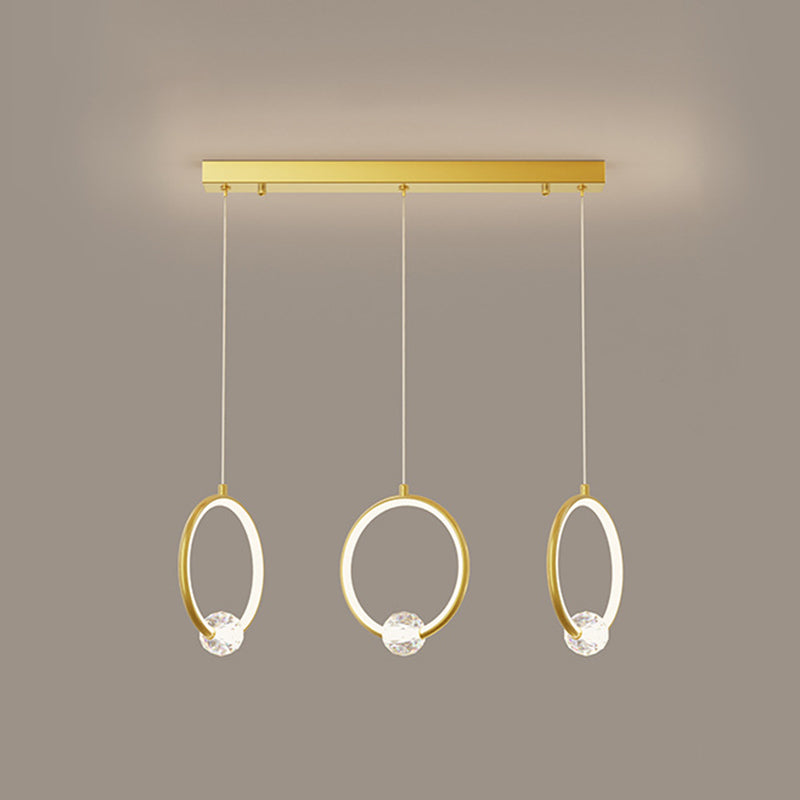 Ring-Shaped Hanging Pendant Light Modern Metal LED Indoor Suspended Lighting Fixture 3 Gold Clearhalo 'Ceiling Lights' 'Modern Pendants' 'Modern' 'Pendant Lights' 'Pendants' Lighting' 2554346