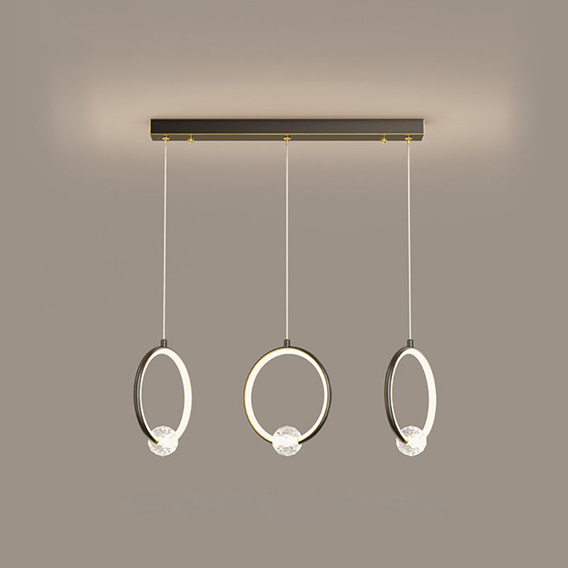 Ring-Shaped Hanging Pendant Light Modern Metal LED Indoor Suspended Lighting Fixture 3 Black Clearhalo 'Ceiling Lights' 'Modern Pendants' 'Modern' 'Pendant Lights' 'Pendants' Lighting' 2554347
