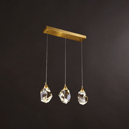 Modern Stone Hanging Ceiling Light Crystal LED Bedroom Suspension Lighting in Gold 3 Gold Clearhalo 'Ceiling Lights' 'Modern Pendants' 'Modern' 'Pendant Lights' 'Pendants' Lighting' 2554360