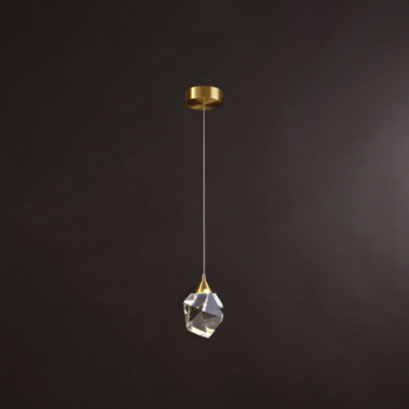 Modern Stone Hanging Ceiling Light Crystal LED Bedroom Suspension Lighting in Gold 1 Gold Clearhalo 'Ceiling Lights' 'Modern Pendants' 'Modern' 'Pendant Lights' 'Pendants' Lighting' 2554361