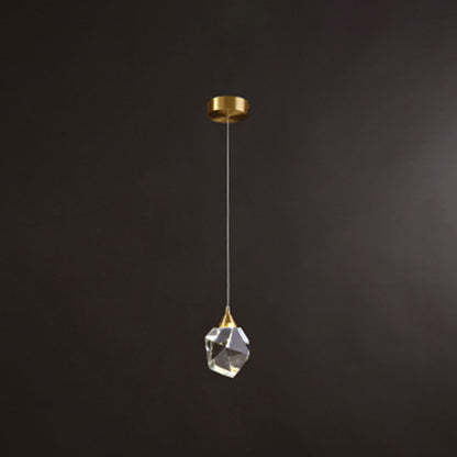 Modern Stone Hanging Ceiling Light Crystal LED Bedroom Suspension Lighting in Gold 1 Gold Clearhalo 'Ceiling Lights' 'Modern Pendants' 'Modern' 'Pendant Lights' 'Pendants' Lighting' 2554361