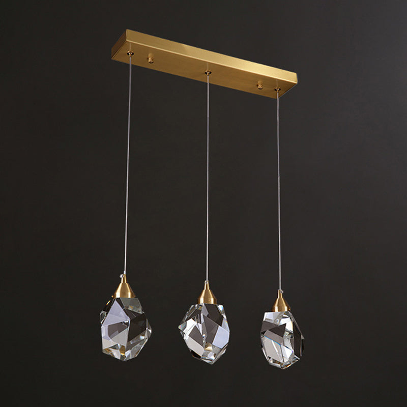 Modern Stone Hanging Ceiling Light Crystal LED Bedroom Suspension Lighting in Gold Clearhalo 'Ceiling Lights' 'Modern Pendants' 'Modern' 'Pendant Lights' 'Pendants' Lighting' 2554366