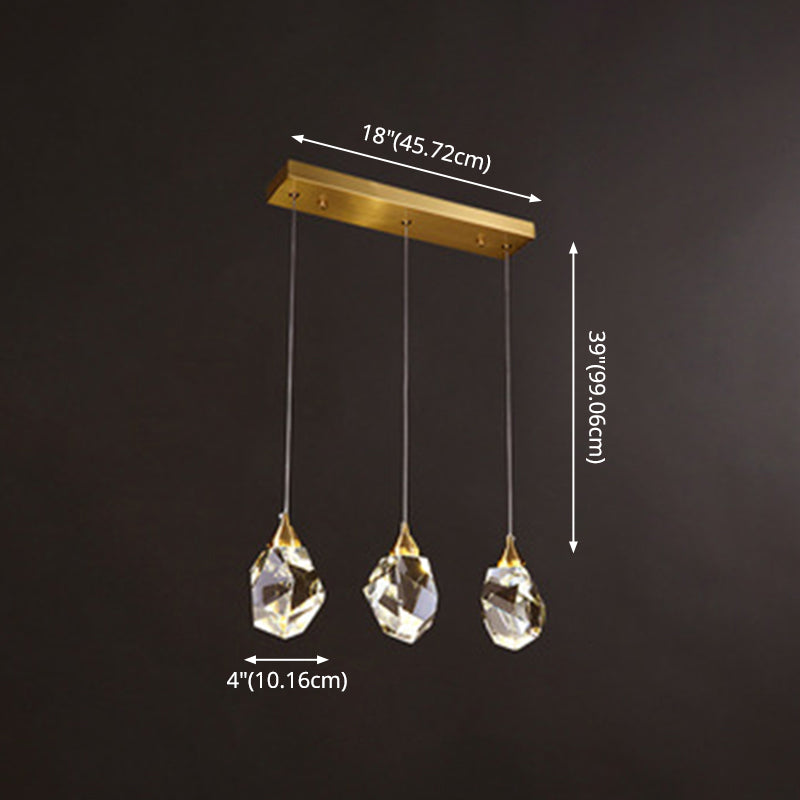 Modern Stone Hanging Ceiling Light Crystal LED Bedroom Suspension Lighting in Gold Clearhalo 'Ceiling Lights' 'Modern Pendants' 'Modern' 'Pendant Lights' 'Pendants' Lighting' 2554367
