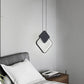 Modern Black LED Ceiling Pendant Bedroom Mini Metal Ring Bedside Lamps Black White Rhombus Clearhalo 'Ceiling Lights' 'Modern Pendants' 'Modern' 'Pendant Lights' 'Pendants' Lighting' 2554706