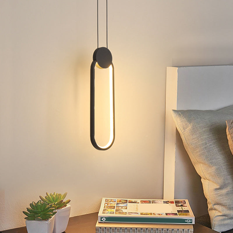 Modern Black LED Ceiling Pendant Bedroom Mini Metal Ring Bedside Lamps Clearhalo 'Ceiling Lights' 'Modern Pendants' 'Modern' 'Pendant Lights' 'Pendants' Lighting' 2554708