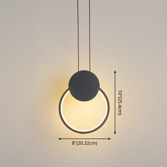 Modern Black LED Ceiling Pendant Bedroom Mini Metal Ring Bedside Lamps Clearhalo 'Ceiling Lights' 'Modern Pendants' 'Modern' 'Pendant Lights' 'Pendants' Lighting' 2554709