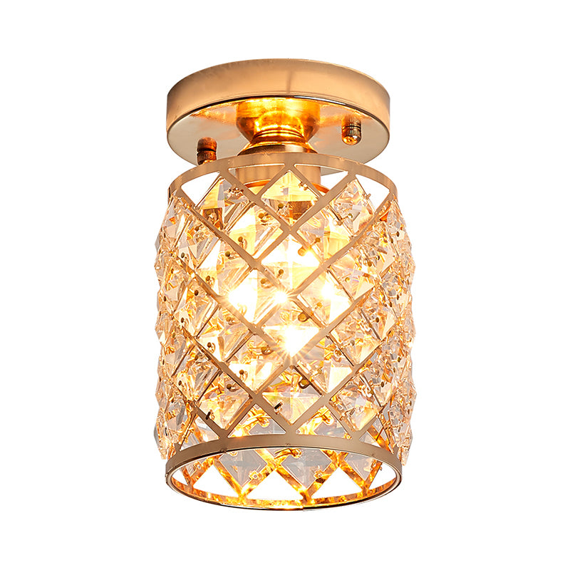 Crystal Pineapple Mini Semi Flush Ceiling Light Minimalist 1 Bulb Corridor Ceiling Lighting in Gold Clearhalo 'Ceiling Lights' 'Close To Ceiling Lights' 'Close to ceiling' 'Flush mount' Lighting' 255475