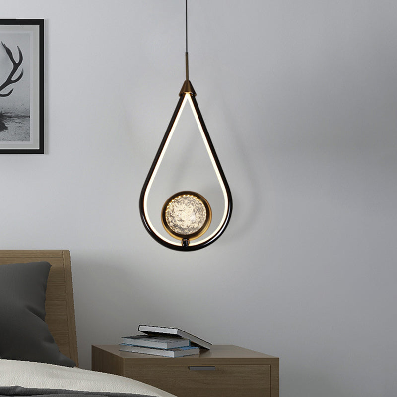 Contemporary Style LED Beside Lamp Metal Crystal Ceiling Hanging Pendant Clearhalo 'Ceiling Lights' 'Modern Pendants' 'Modern' 'Pendant Lights' 'Pendants' Lighting' 2554756