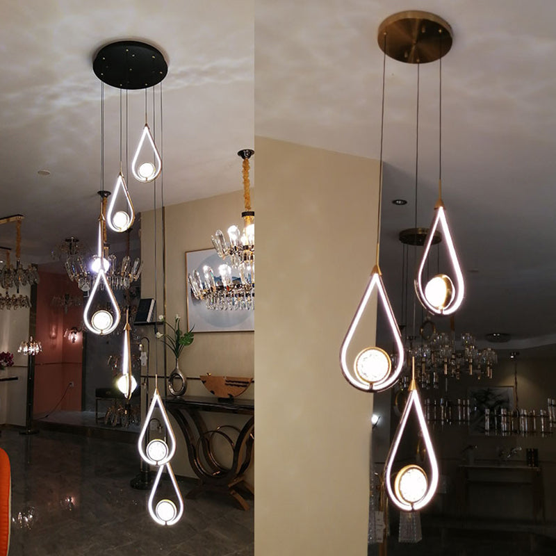 Contemporary Style LED Beside Lamp Metal Crystal Ceiling Hanging Pendant Clearhalo 'Ceiling Lights' 'Modern Pendants' 'Modern' 'Pendant Lights' 'Pendants' Lighting' 2554758