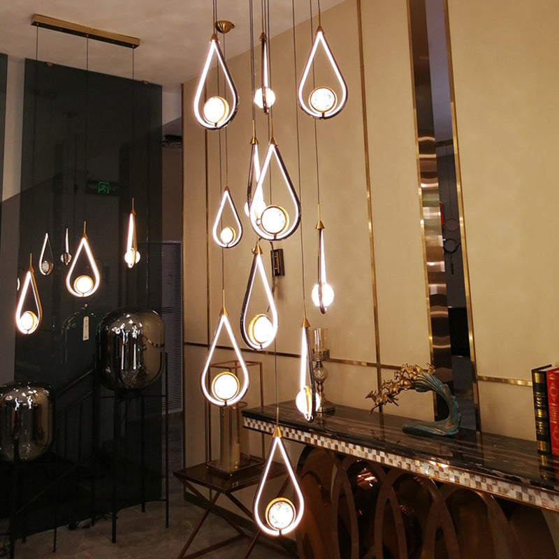 Contemporary Style LED Beside Lamp Metal Crystal Ceiling Hanging Pendant Clearhalo 'Ceiling Lights' 'Modern Pendants' 'Modern' 'Pendant Lights' 'Pendants' Lighting' 2554760