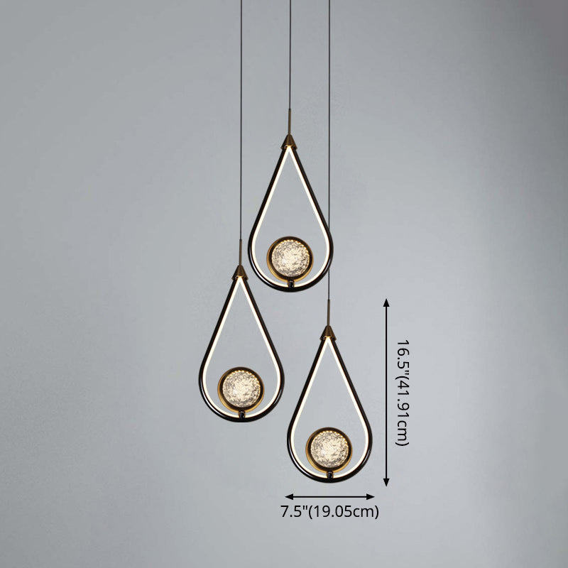 Contemporary Style LED Beside Lamp Metal Crystal Ceiling Hanging Pendant Clearhalo 'Ceiling Lights' 'Modern Pendants' 'Modern' 'Pendant Lights' 'Pendants' Lighting' 2554763