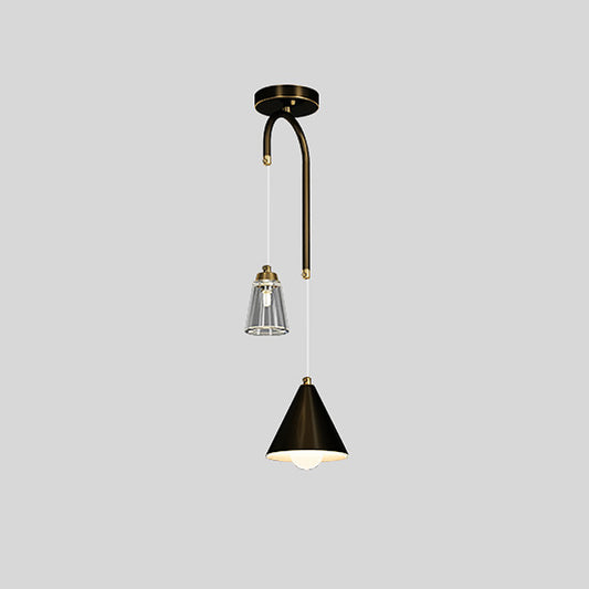 Modern Industrial Mini Pendant Ceiling Light Metal Cone Hanging Lamp Fixture for Dining Room Black Clearhalo 'Ceiling Lights' 'Modern Pendants' 'Modern' 'Pendant Lights' 'Pendants' Lighting' 2554766