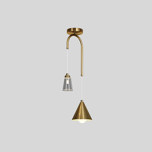 Modern Industrial Mini Pendant Ceiling Light Metal Cone Hanging Lamp Fixture for Dining Room Brass Clearhalo 'Ceiling Lights' 'Modern Pendants' 'Modern' 'Pendant Lights' 'Pendants' Lighting' 2554767