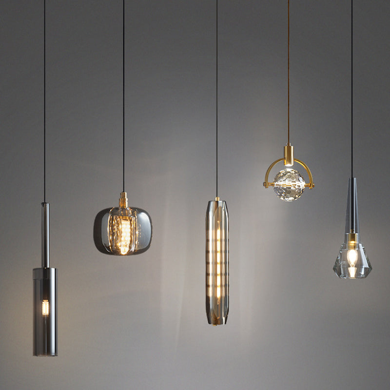 Brass Finish Mini Crystal Pendant Light Modern Style Ceiling Pendant Light for Living Room Bar Coffee Shop Clearhalo 'Ceiling Lights' 'Modern Pendants' 'Modern' 'Pendant Lights' 'Pendants' Lighting' 2554773