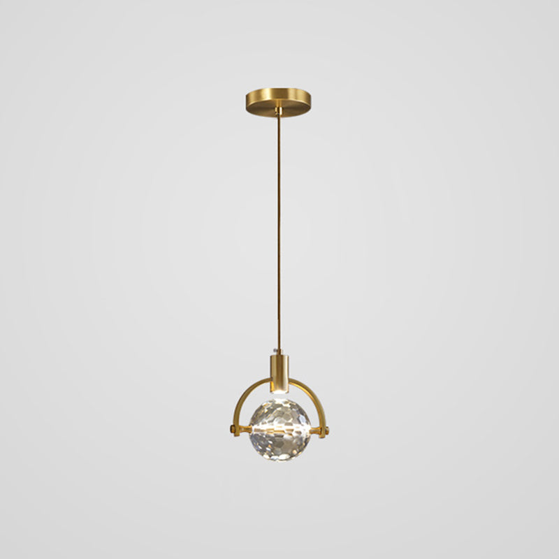 Brass Finish Mini Crystal Pendant Light Modern Style Ceiling Pendant Light for Living Room Bar Coffee Shop Dark Gold Clearhalo 'Ceiling Lights' 'Modern Pendants' 'Modern' 'Pendant Lights' 'Pendants' Lighting' 2554774