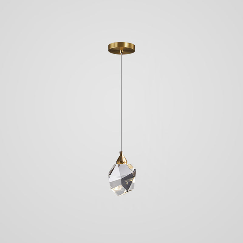 Brass Finish Mini Crystal Pendant Light Modern Style Ceiling Pendant Light for Living Room Bar Coffee Shop Bronze Clearhalo 'Ceiling Lights' 'Modern Pendants' 'Modern' 'Pendant Lights' 'Pendants' Lighting' 2554780