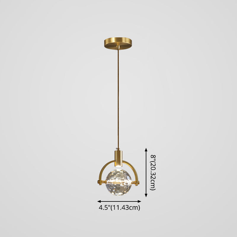 Brass Finish Mini Crystal Pendant Light Modern Style Ceiling Pendant Light for Living Room Bar Coffee Shop Clearhalo 'Ceiling Lights' 'Modern Pendants' 'Modern' 'Pendant Lights' 'Pendants' Lighting' 2554789