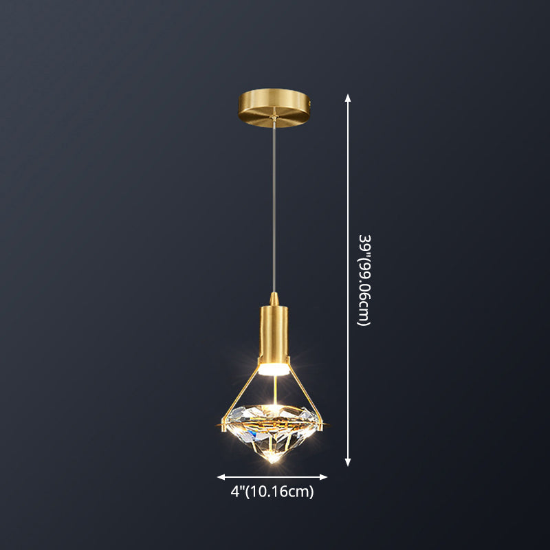 Modern Brass Crystal Pendant Light Diamond Crystal LED Bedroom Ceiling Lights Clearhalo 'Ceiling Lights' 'Modern Pendants' 'Modern' 'Pendant Lights' 'Pendants' Lighting' 2554804