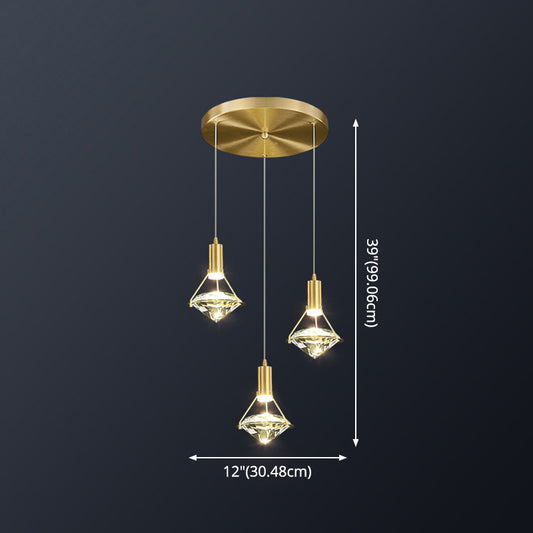 Modern Brass Crystal Pendant Light Diamond Crystal LED Bedroom Ceiling Lights Clearhalo 'Ceiling Lights' 'Modern Pendants' 'Modern' 'Pendant Lights' 'Pendants' Lighting' 2554805