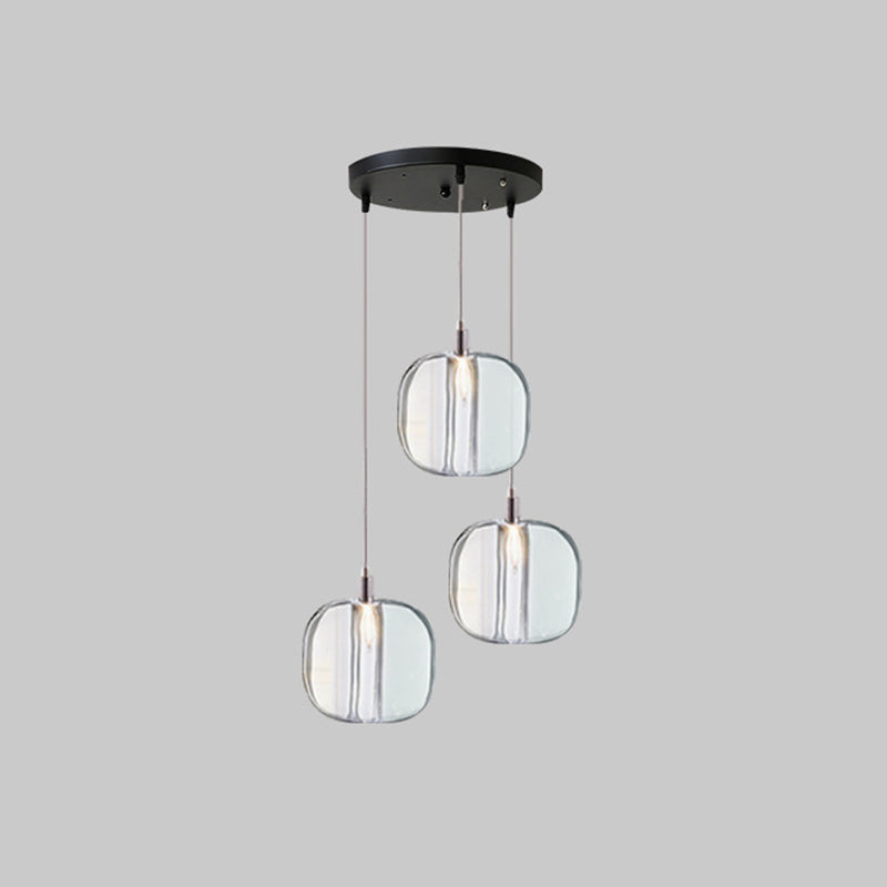 Postmodern Blown Glass Shade Ceiling Hanging Pendant Commercial Store LED Pendant Light 3 Clear Clearhalo 'Ceiling Lights' 'Modern Pendants' 'Modern' 'Pendant Lights' 'Pendants' Lighting' 2554819