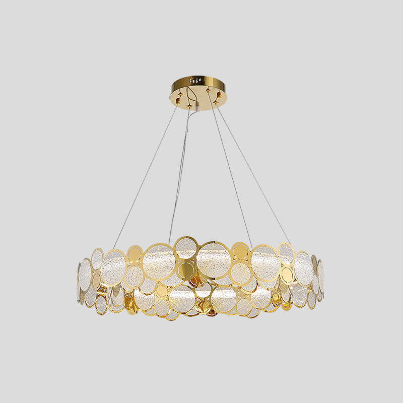 Large Crystal Bedroom Pendant Ceiling Lights Brass Finish Metal Light Fixture with Glass Shade Brass 21" White Clearhalo 'Ceiling Lights' 'Glass shade' 'Glass' 'Modern Pendants' 'Modern' 'Pendant Lights' 'Pendants' Lighting' 2554831