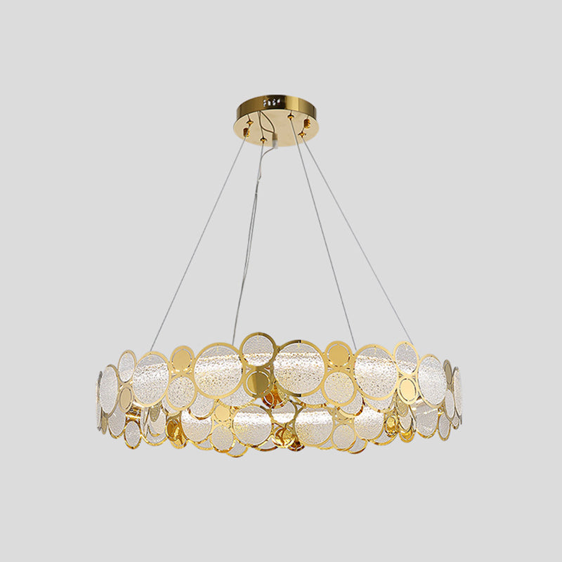 Large Crystal Bedroom Pendant Ceiling Lights Brass Finish Metal Light Fixture with Glass Shade Brass 28.5" White Clearhalo 'Ceiling Lights' 'Glass shade' 'Glass' 'Modern Pendants' 'Modern' 'Pendant Lights' 'Pendants' Lighting' 2554832