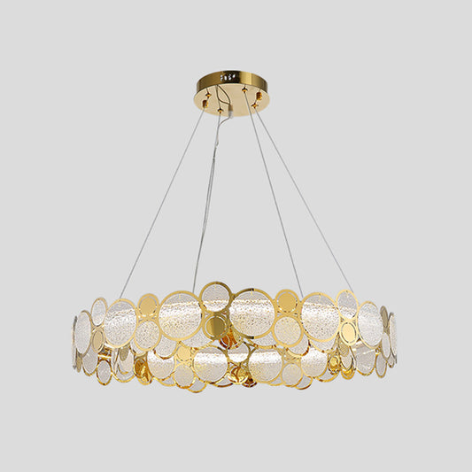 Large Crystal Bedroom Pendant Ceiling Lights Brass Finish Metal Light Fixture with Glass Shade Brass 35.5" White Clearhalo 'Ceiling Lights' 'Glass shade' 'Glass' 'Modern Pendants' 'Modern' 'Pendant Lights' 'Pendants' Lighting' 2554834