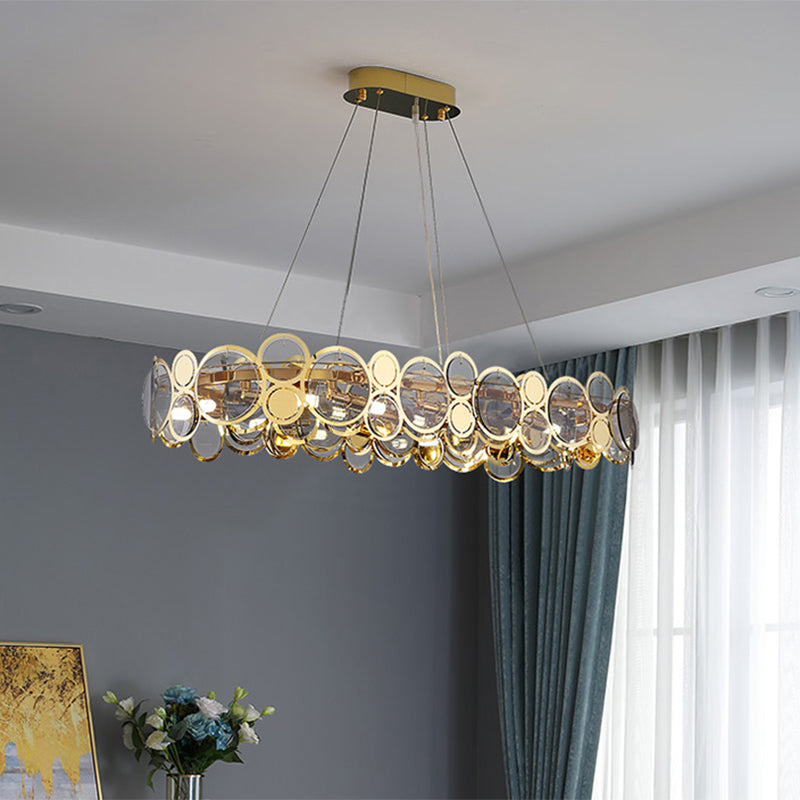 Large Crystal Bedroom Pendant Ceiling Lights Brass Finish Metal Light Fixture with Glass Shade Clearhalo 'Ceiling Lights' 'Glass shade' 'Glass' 'Modern Pendants' 'Modern' 'Pendant Lights' 'Pendants' Lighting' 2554835