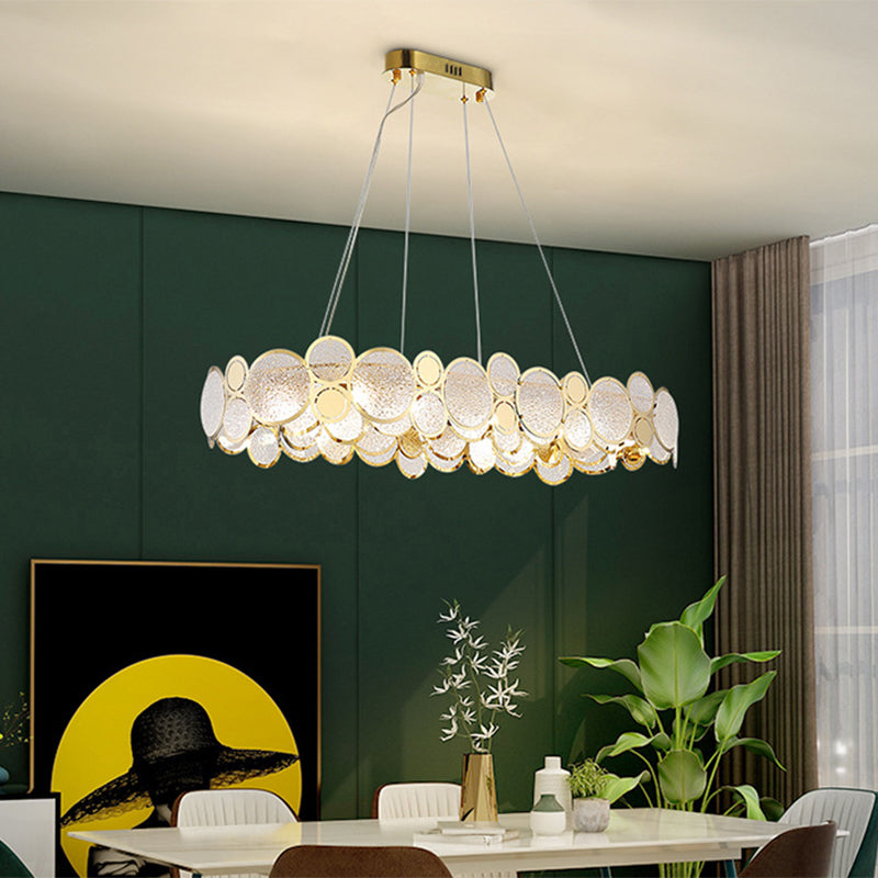 Large Crystal Bedroom Pendant Ceiling Lights Brass Finish Metal Light Fixture with Glass Shade Clearhalo 'Ceiling Lights' 'Glass shade' 'Glass' 'Modern Pendants' 'Modern' 'Pendant Lights' 'Pendants' Lighting' 2554836