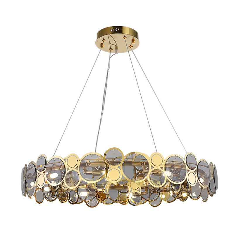 Large Crystal Bedroom Pendant Ceiling Lights Brass Finish Metal Light Fixture with Glass Shade Clearhalo 'Ceiling Lights' 'Glass shade' 'Glass' 'Modern Pendants' 'Modern' 'Pendant Lights' 'Pendants' Lighting' 2554837