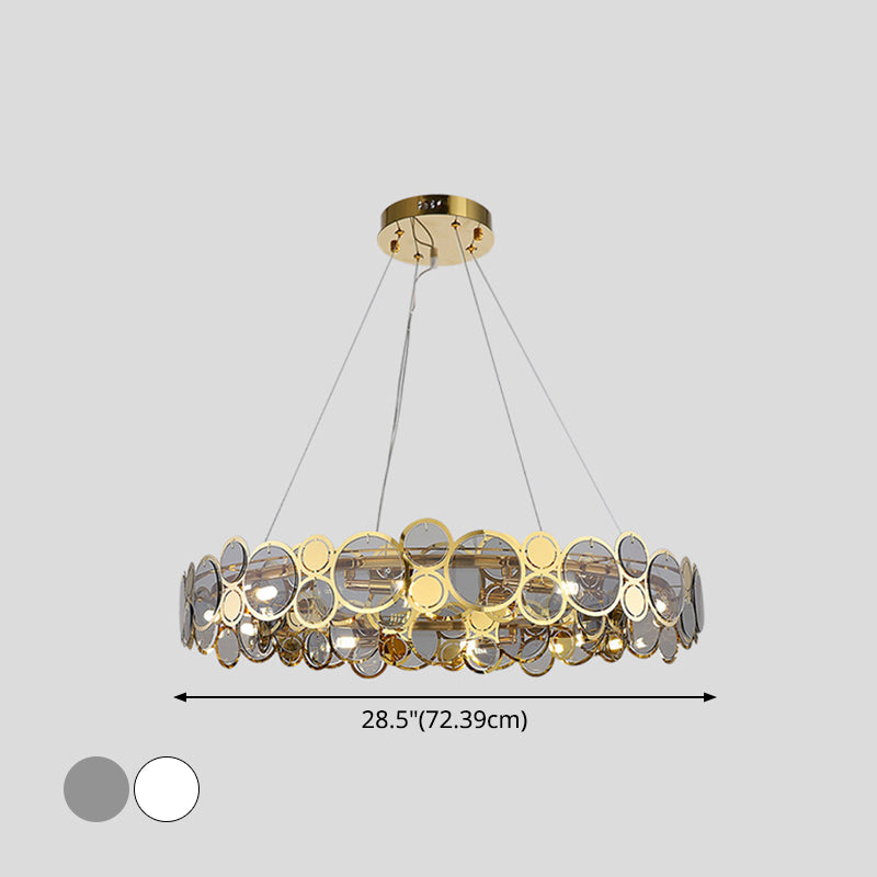 Large Crystal Bedroom Pendant Ceiling Lights Brass Finish Metal Light Fixture with Glass Shade Clearhalo 'Ceiling Lights' 'Glass shade' 'Glass' 'Modern Pendants' 'Modern' 'Pendant Lights' 'Pendants' Lighting' 2554840