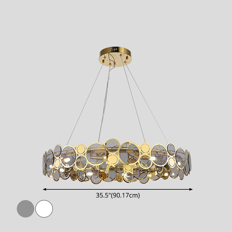 Large Crystal Bedroom Pendant Ceiling Lights Brass Finish Metal Light Fixture with Glass Shade Clearhalo 'Ceiling Lights' 'Glass shade' 'Glass' 'Modern Pendants' 'Modern' 'Pendant Lights' 'Pendants' Lighting' 2554842