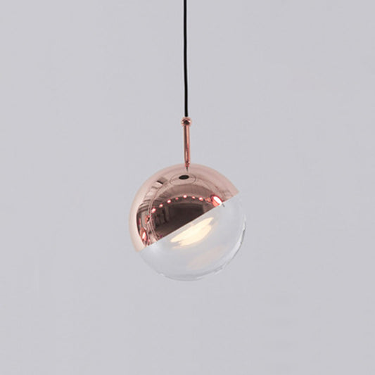 Designer Modern and Simple LED Globe Pendant Light Clear Crystal Mini Hanging Light Rose Gold Clearhalo 'Ceiling Lights' 'Glass shade' 'Glass' 'Modern Pendants' 'Modern' 'Pendant Lights' 'Pendants' Lighting' 2554848
