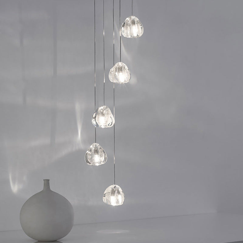 Clear Bubble Glass Mini Pendant Light Modern Nordic LED Round Stair Hanging Lamp Clearhalo 'Ceiling Lights' 'Modern Pendants' 'Modern' 'Pendant Lights' 'Pendants' Lighting' 2554889