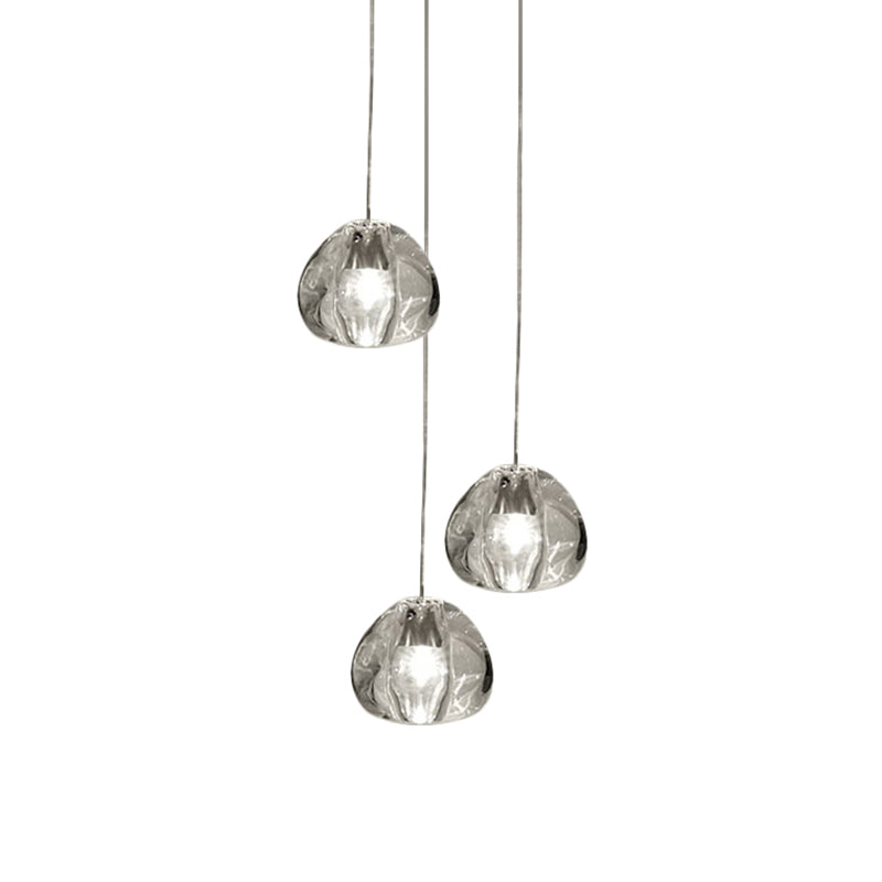 Clear Bubble Glass Mini Pendant Light Modern Nordic LED Round Stair Hanging Lamp 3 Clear Clearhalo 'Ceiling Lights' 'Modern Pendants' 'Modern' 'Pendant Lights' 'Pendants' Lighting' 2554890