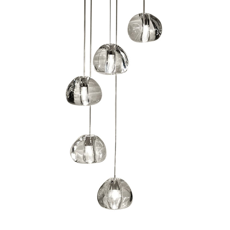 Clear Bubble Glass Mini Pendant Light Modern Nordic LED Round Stair Hanging Lamp 5 Clear Clearhalo 'Ceiling Lights' 'Modern Pendants' 'Modern' 'Pendant Lights' 'Pendants' Lighting' 2554892