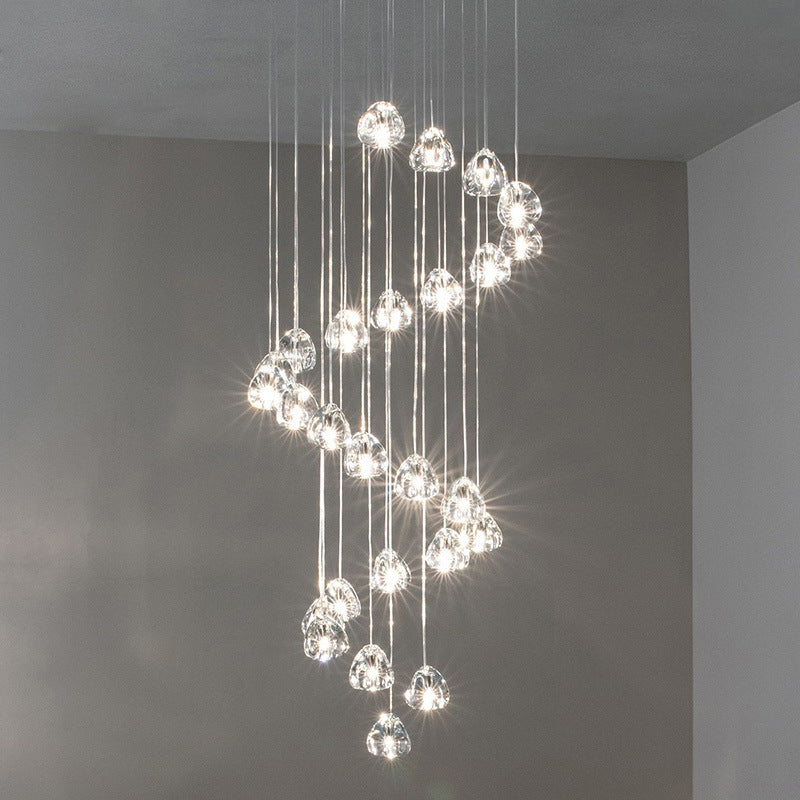 Clear Bubble Glass Mini Pendant Light Modern Nordic LED Round Stair Hanging Lamp Clearhalo 'Ceiling Lights' 'Modern Pendants' 'Modern' 'Pendant Lights' 'Pendants' Lighting' 2554893