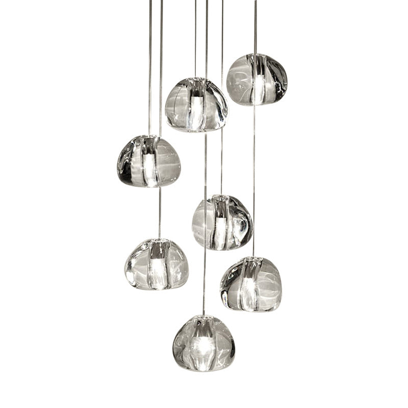 Clear Bubble Glass Mini Pendant Light Modern Nordic LED Round Stair Hanging Lamp 7 Clear Clearhalo 'Ceiling Lights' 'Modern Pendants' 'Modern' 'Pendant Lights' 'Pendants' Lighting' 2554894