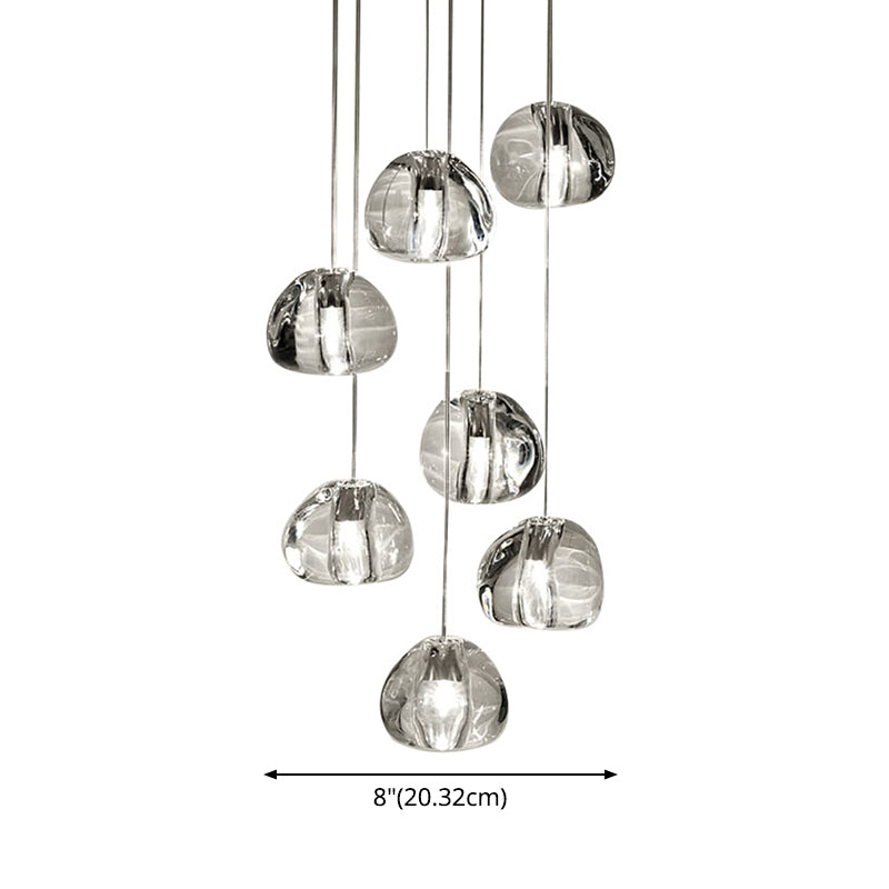 Clear Bubble Glass Mini Pendant Light Modern Nordic LED Round Stair Hanging Lamp Clearhalo 'Ceiling Lights' 'Modern Pendants' 'Modern' 'Pendant Lights' 'Pendants' Lighting' 2554898