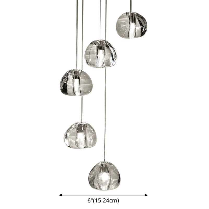 Clear Bubble Glass Mini Pendant Light Modern Nordic LED Round Stair Hanging Lamp Clearhalo 'Ceiling Lights' 'Modern Pendants' 'Modern' 'Pendant Lights' 'Pendants' Lighting' 2554899