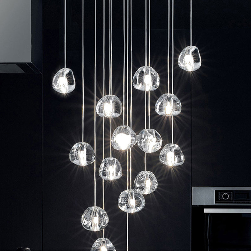 Clear Bubble Glass Mini Pendant Light Modern Nordic LED Round Stair Hanging Lamp 14 Clear Clearhalo 'Ceiling Lights' 'Modern Pendants' 'Modern' 'Pendant Lights' 'Pendants' Lighting' 2554900
