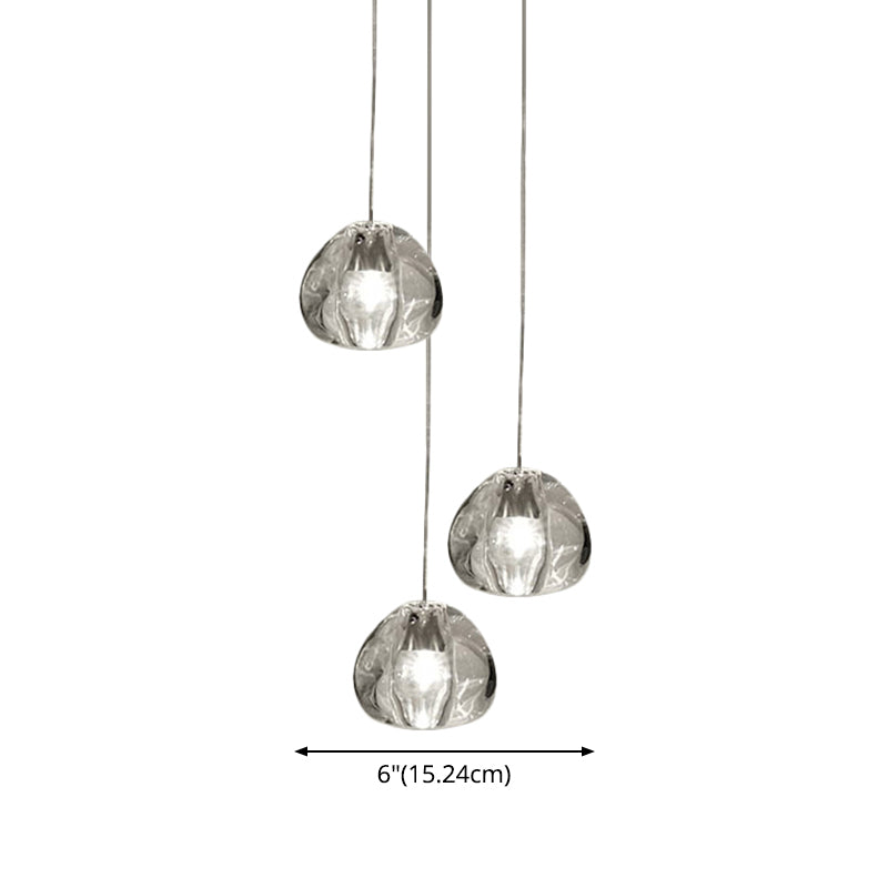 Clear Bubble Glass Mini Pendant Light Modern Nordic LED Round Stair Hanging Lamp Clearhalo 'Ceiling Lights' 'Modern Pendants' 'Modern' 'Pendant Lights' 'Pendants' Lighting' 2554902