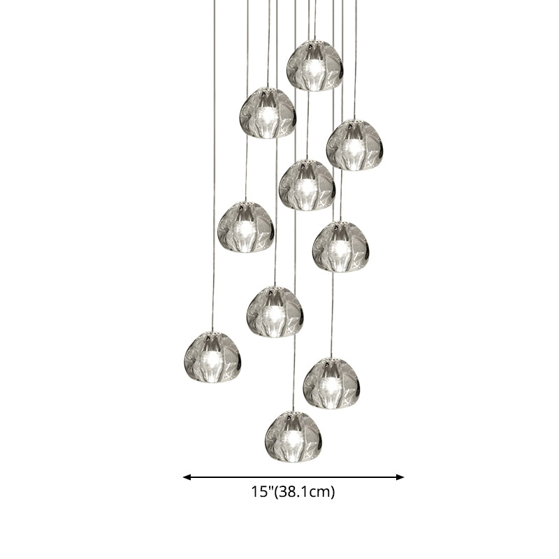 Clear Bubble Glass Mini Pendant Light Modern Nordic LED Round Stair Hanging Lamp Clearhalo 'Ceiling Lights' 'Modern Pendants' 'Modern' 'Pendant Lights' 'Pendants' Lighting' 2554903