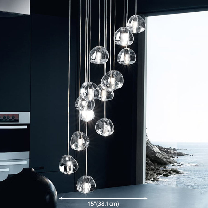 Clear Bubble Glass Mini Pendant Light Modern Nordic LED Round Stair Hanging Lamp Clearhalo 'Ceiling Lights' 'Modern Pendants' 'Modern' 'Pendant Lights' 'Pendants' Lighting' 2554904
