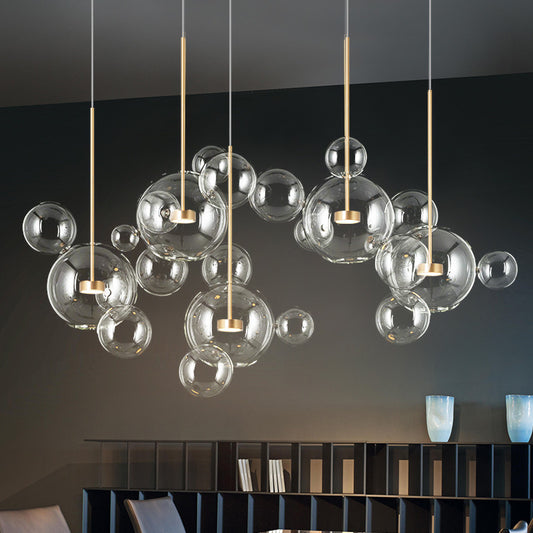 Clear Bubble Lamp Globe Glass Hanging Lamp for Dining Room Coffee Shop Restaurant Clearhalo 'Ceiling Lights' 'Glass shade' 'Glass' 'Modern Pendants' 'Modern' 'Pendant Lights' 'Pendants' Lighting' 2554918