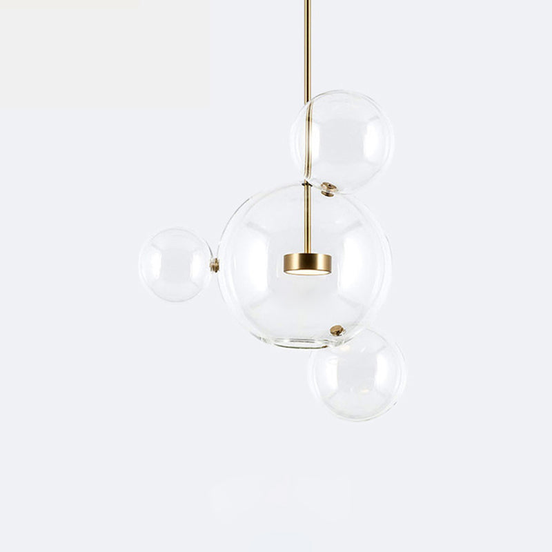 Clear Bubble Lamp Globe Glass Hanging Lamp for Dining Room Coffee Shop Restaurant 4 Clear Clearhalo 'Ceiling Lights' 'Glass shade' 'Glass' 'Modern Pendants' 'Modern' 'Pendant Lights' 'Pendants' Lighting' 2554920