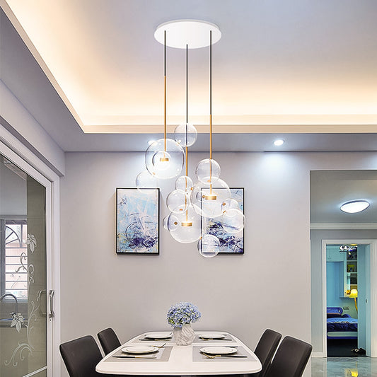 Clear Bubble Lamp Globe Glass Hanging Lamp for Dining Room Coffee Shop Restaurant Clearhalo 'Ceiling Lights' 'Glass shade' 'Glass' 'Modern Pendants' 'Modern' 'Pendant Lights' 'Pendants' Lighting' 2554921