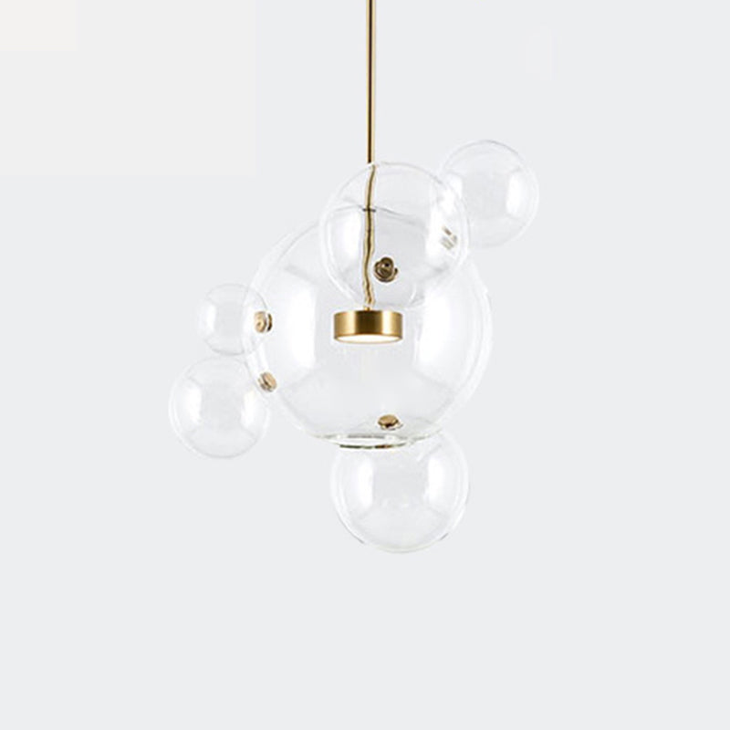 Clear Bubble Lamp Globe Glass Hanging Lamp for Dining Room Coffee Shop Restaurant 6 Clear Clearhalo 'Ceiling Lights' 'Glass shade' 'Glass' 'Modern Pendants' 'Modern' 'Pendant Lights' 'Pendants' Lighting' 2554922