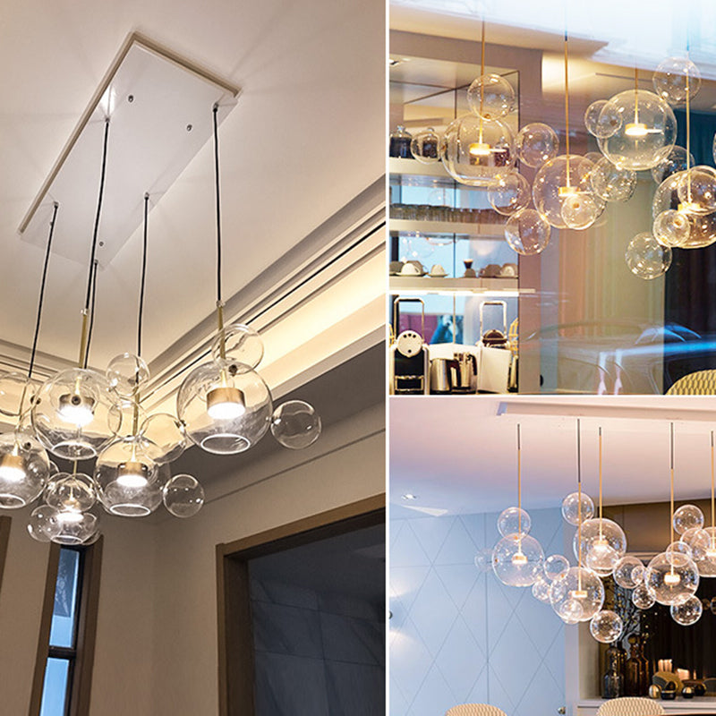 Clear Bubble Lamp Globe Glass Hanging Lamp for Dining Room Coffee Shop Restaurant Clearhalo 'Ceiling Lights' 'Glass shade' 'Glass' 'Modern Pendants' 'Modern' 'Pendant Lights' 'Pendants' Lighting' 2554923